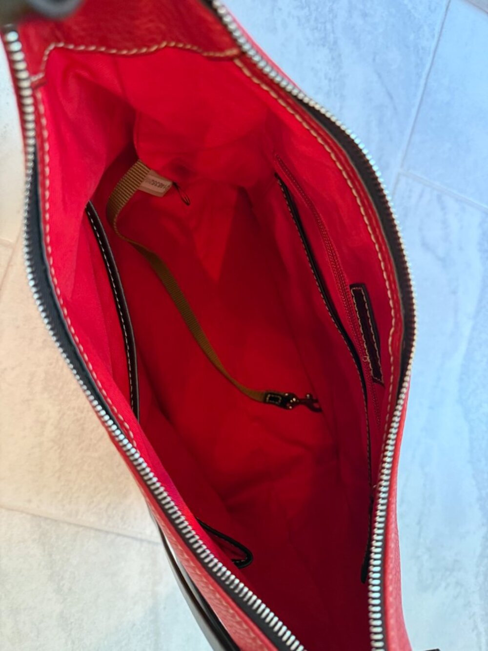 Dooney & Bourke Red Pebbled Leather Gracie Shoulder Bag - Picture 5 of 5